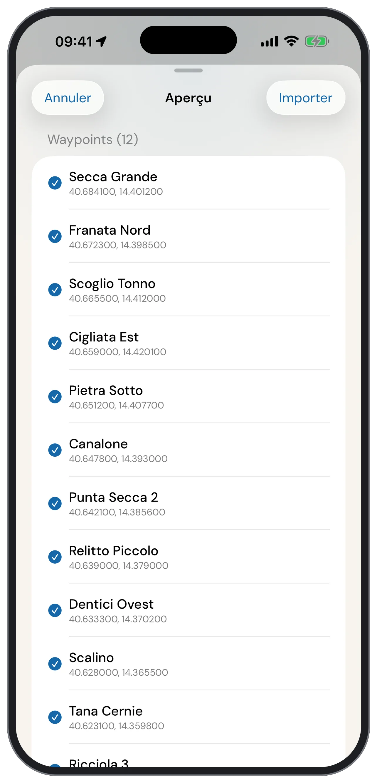Import des points depuis votre sondeur