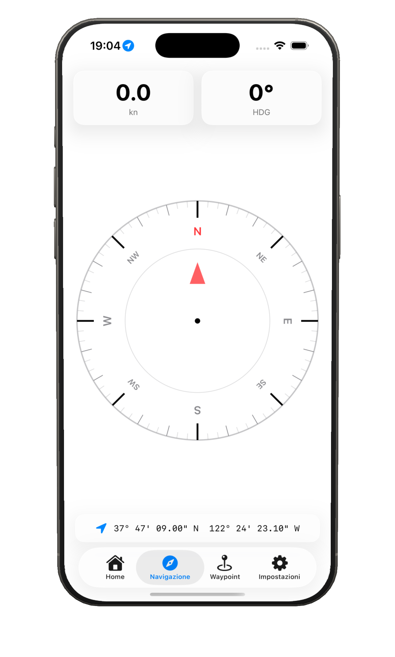 Navigazione con bussola di bordo